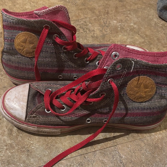 Converse Other - Converse Red and Brown Striped Sneakers